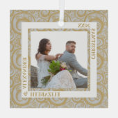 Gold Swirls Foto grijs Glas Ornament (Achterkant)