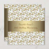 Gold Swirls Gold 50th Wedding Jubileum Party Kaart (Voorkant / Achterkant)