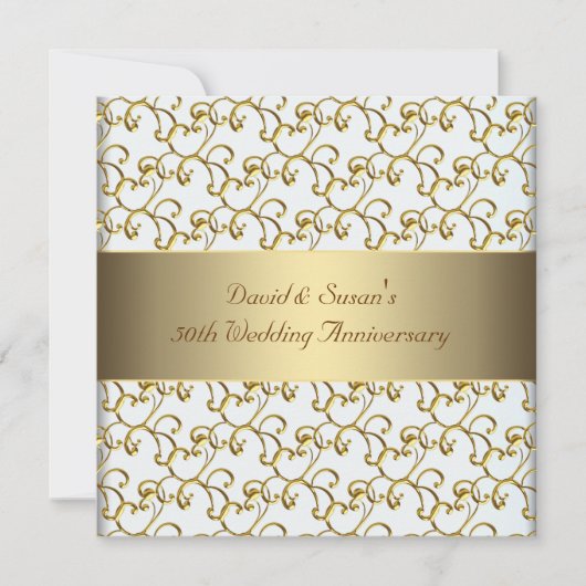 Gold Swirls Gold 50th Wedding Jubileum Party Kaart (Voorkant)