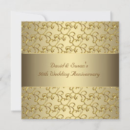 Gold Swirls Gold 50th Wedding Jubileum Party Kaart