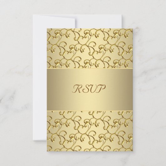 Gold Swirls Gold 50th Wedding Jubileum RSVP (Voorkant)