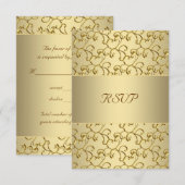 Gold Swirls Gold 50th Wedding Jubileum RSVP (Voorkant / Achterkant)
