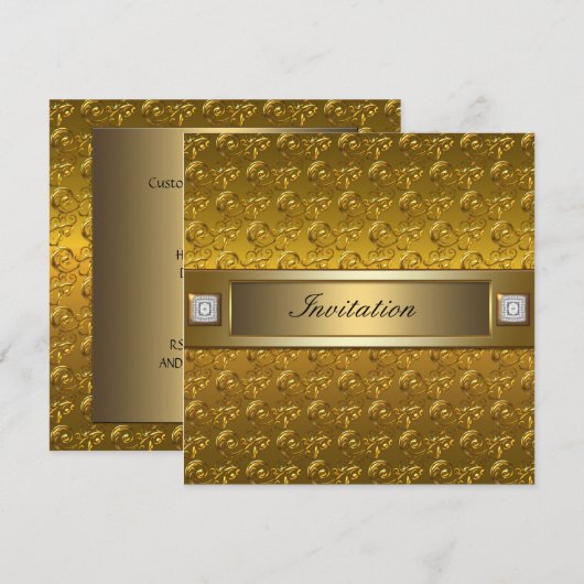 Gold Swirls Gold All Occasion Party Sjabloon Kaart (Voorkant / Achterkant)