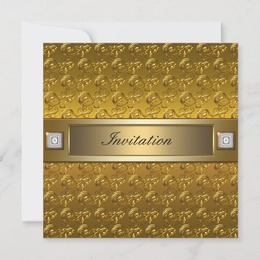 Gold Swirls Gold All Occasion Party Sjabloon Kaart (Voorkant)