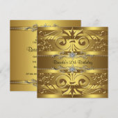 Gold Swirls Gouden Verjaardagsfeest Kaart (Voorkant / Achterkant)