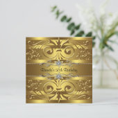 Gold Swirls Gouden Verjaardagsfeest Kaart (Staand voorkant)