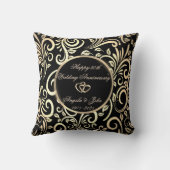 Gold Swirls,Heart 50th Wedding Jubileum Kussen (Achterkant)