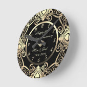 Gold Swirls Hearts Diamond 50th Wedding Ronde Klok (Hoek)