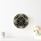 Gold Swirls Hearts Diamond 50th Wedding Ronde Klok (Huis)