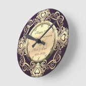 Gold Swirls Hearts Diamond Violet 50th Wedding Ronde Klok (Hoek)