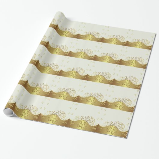 Gold Swirls & Ivory Cadeaupapier (Uitgerold)