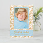 Gold Swirls-kerstfoto Kaart (Staand voorkant)