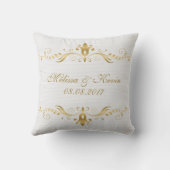 Gold Swirls Lijst op White Wedding Gift Kussen (Achterkant)