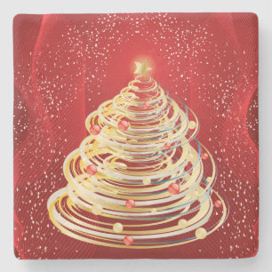 Gold Swirls Moderne Art Kerstboom Stenen Onderzetter