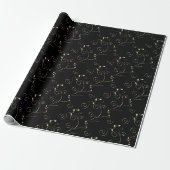 Gold Swirls op Black | Weddenschap Cadeaupapier (Uitgerold)