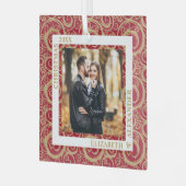 Gold Swirls Photo Cranberry Glas Ornament (Voorkant links)