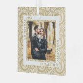 Gold Swirls Photo Ivory Glas Ornament (Voorkant links)