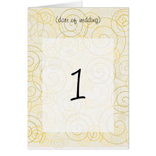 Gold Swirls Table Number Card (Voorkant)
