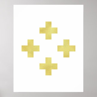 Gold Swiss cross-art print Modern minimalistische