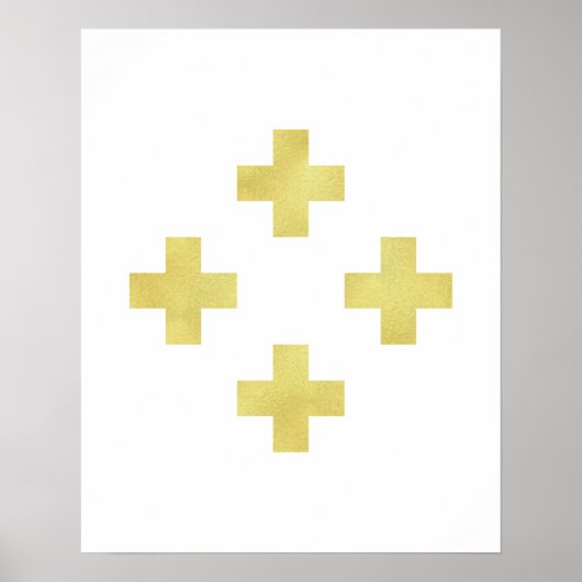 Gold Swiss cross-art print Modern minimalistische  (Voorkant)