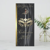 Gold Sword Masquerade Black - Uitnodiging voor nie (Staand voorkant)
