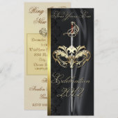 Gold Sword Masquerade Black - Uitnodiging voor nie (Voorkant / Achterkant)