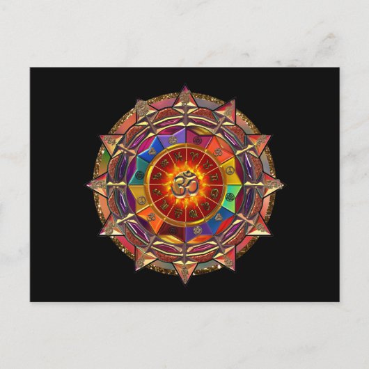 Gold Symbolic Sun Mandala Briefkaart (Voorkant)