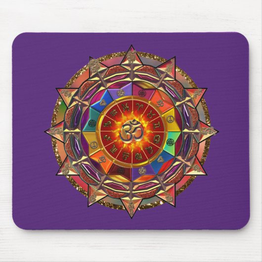 Gold Symbolic Sun Mandala Muismat (Voorkant)