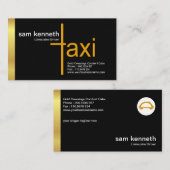 Gold Tab minimalistisch legant Plain Black Taxi Visitekaartje (Voorkant / Achterkant)