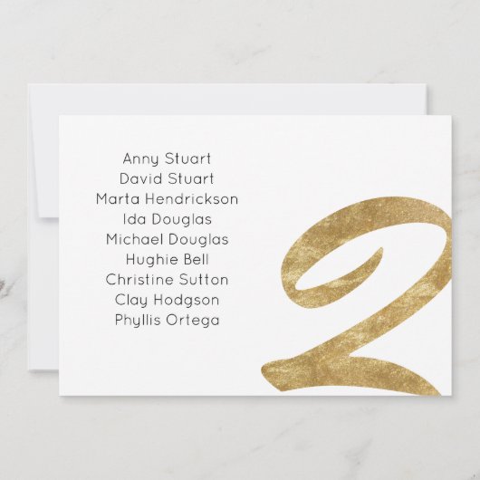 Gold-tabel 2-tabelnummer Weddenschap-kaart Bedankkaart (Achterkant)