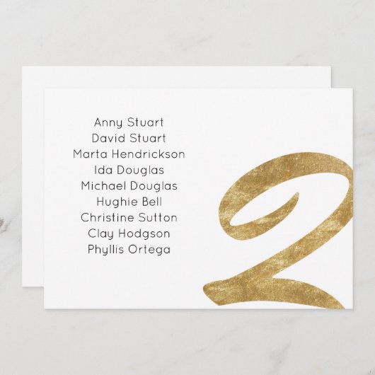 Gold-tabel 2-tabelnummer Weddenschap-kaart Bedankkaart (Voorkant / Achterkant)