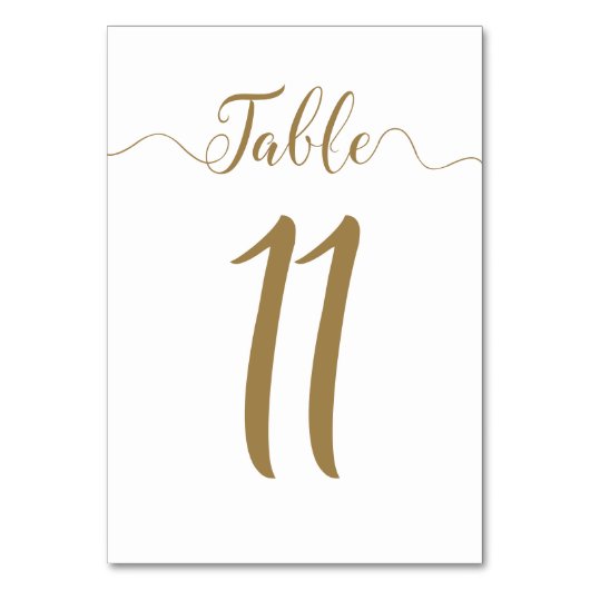 Gold Table Number 11 Wedding Table Nummers Kaart (Achterkant)