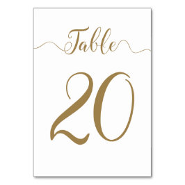 Gold Table Number 20 Wedding Table Kaart Numbers