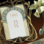 Gold Table Numbers  Art Nouveau Wedding Kaart<br><div class="desc">Art Nouveau Vintage trouwlijstnummers van Alphonse Mucha in een floreel, romantisch en grillig design. Victoriaans bloei vult klassieke art decofonts aan. Voer je aangepaste gegevens in en je bent klaar. Als u het ontwerp verder wilt wijzigen, klikt u op de blauwe knop "Aanpassen". Hartelijk dank voor uw aandacht voor mijn...</div>