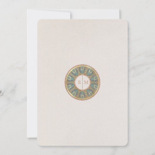 Gold Table Numbers  Art Nouveau Wedding Kaart (Achterkant)