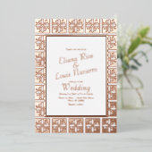 Gold Talavera Mexicaans Spaans Weddenschap geperst Folie Uitnodiging (Staand Voorkant)