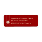 Gold Tall Rectangle Double Happiness Asian Wedding Etiket (Voorkant)