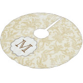 Gold Tan Damask Lace Monogram Initiaal Boomrok Kerstboom Rok (Gekanteld)