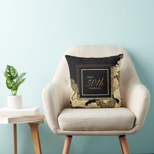 Gold, tan en beige 50e verjaardag kussen (Stoel)