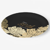 Gold, tan en beige 50e verjaardag roos print pa papieren bordje (Gekanteld)