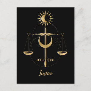 Gold Tarot Justice Symbol Briefkaart