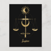 Gold Tarot Justice Symbol Briefkaart (Voorkant)