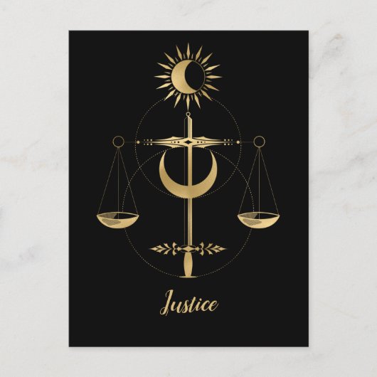 Gold Tarot Justice Symbol Briefkaart (Voorkant)
