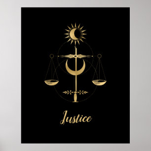 Gold Tarot Justice Symbol Poster