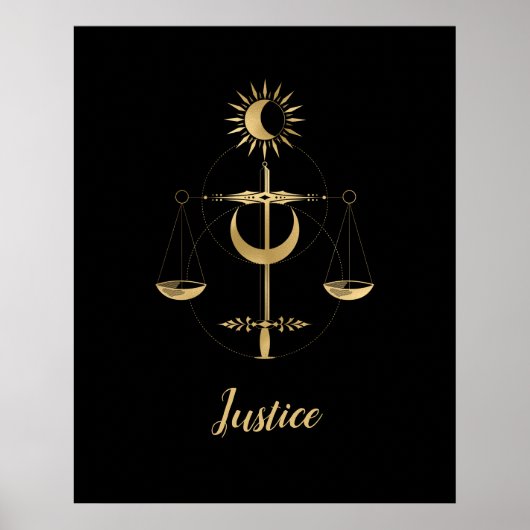 Gold Tarot Justice Symbol Poster (Voorkant)