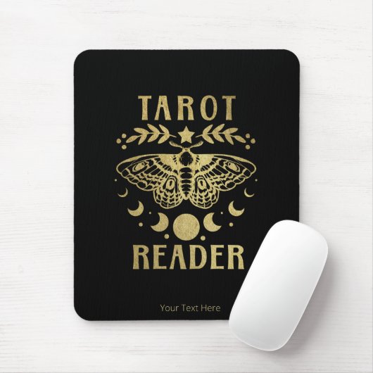 Gold Tarot Reader Moon Phase Moth Stars Muismat (Met muis)