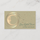 Gold Tarot Reader Stars Moon Sun Celestial Visitekaartje (Voorkant)