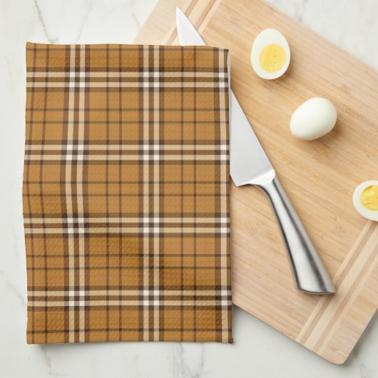 Gold Tartan Kitchen Towel Theedoek (Quarter Fold)