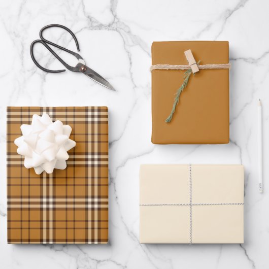 Gold Tartan Wrapping Paper Sheets (Voorkant)