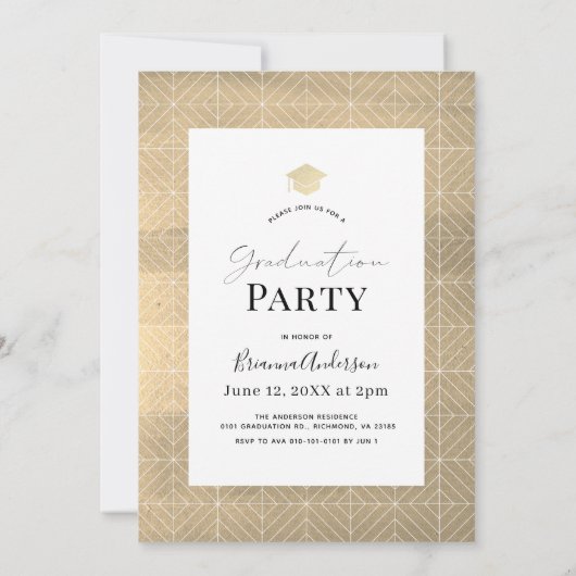 Gold Tassel en Pet 2 Foto Afstuderen grijs Kaart (Achterkant)